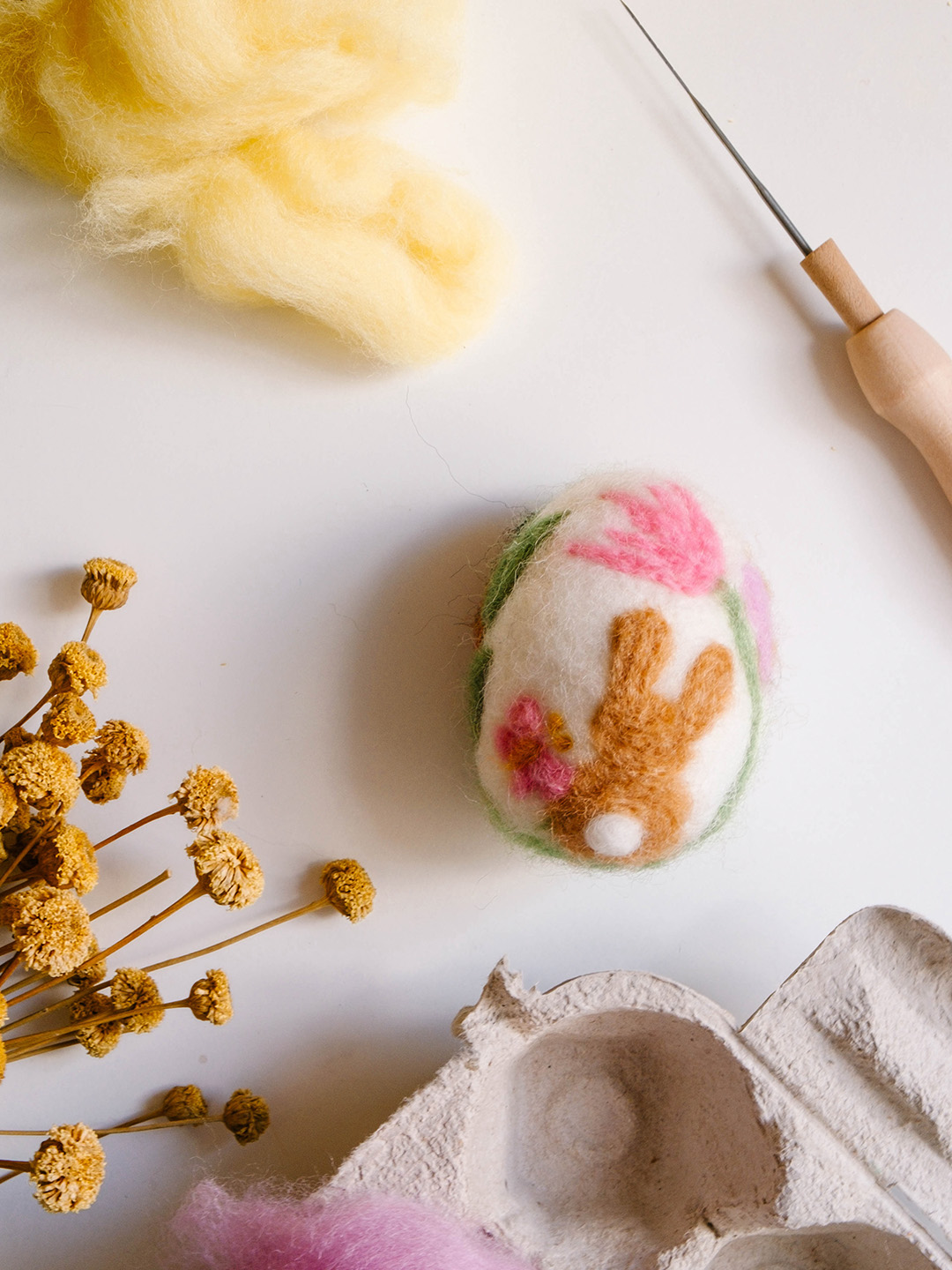 kit manualidades pascua huevos lana cardada niños y adultos